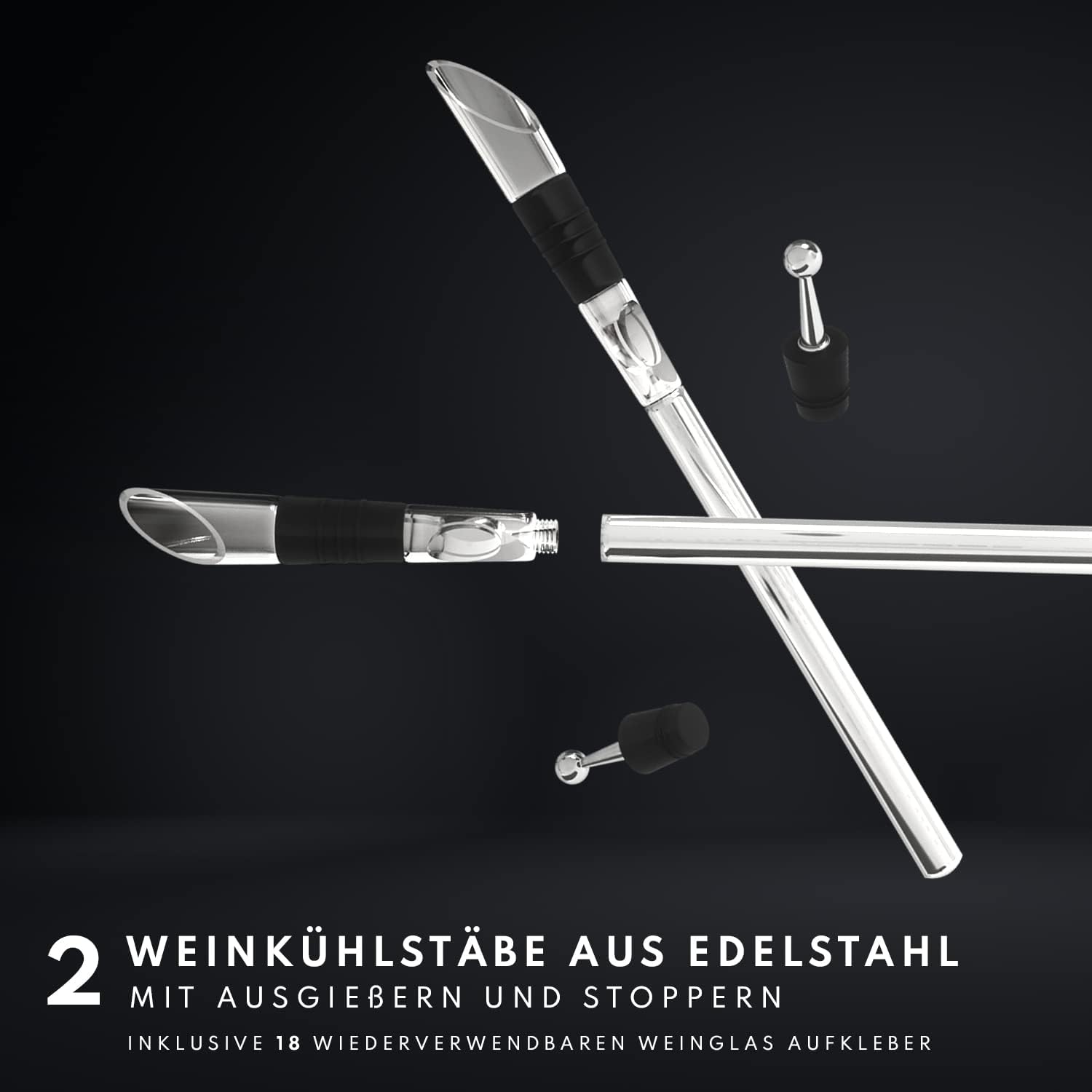 KITCHENMAPE Weinkühlstab mit Ausgießer – 2 Stück, Geschenke für Weinliebhaber