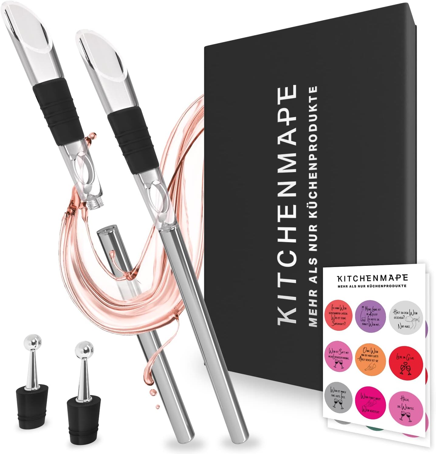KITCHENMAPE Weinkühlstab mit Ausgießer – 2 Stück, Geschenke für Weinliebhaber