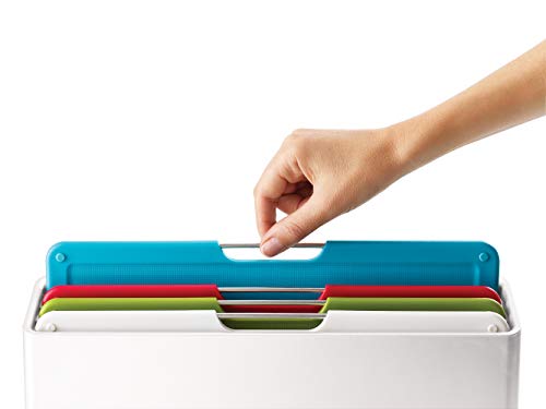 Joseph Joseph Folio - 4-teiliges rutschfestes Küchenschneidebrett-Set, farbcodierte Bretter mit Slimline-Aufbewahrungsbox, Küchenorganisation, Weiß