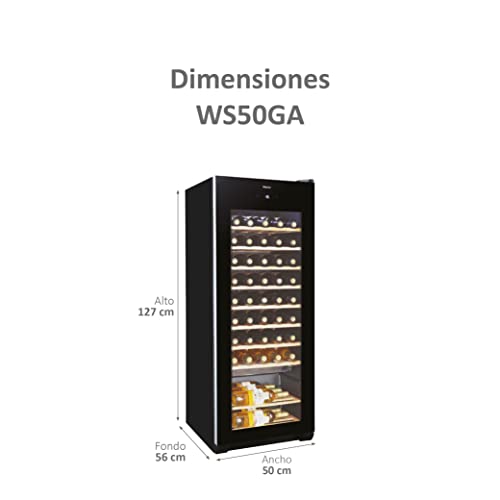 Haier Weinkühlschrank WS50GA für bis zu 50 Flaschen, Höhe 127 cm, UV-Schutz, LED-Display zur Temperaturregulierung