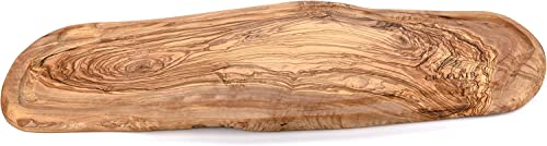 CRAFLAIR ~ 49-56 cm ~ XL Schneidebrett Olivenholz mit Saftrand ~ extra großes Servierbrett ~ Käsebrett Rustikal ~ Holzbrett ~ Serviertablett Holz ~ Servierplatte ~ Frühstücksbrettchen