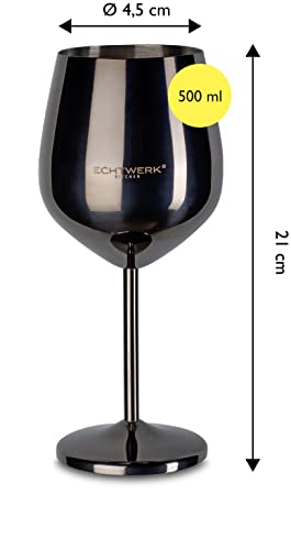 ECHTWERK Weingläser, Weinkelche aus Edelstahl, Black Edition, 6tlg, 0,5l