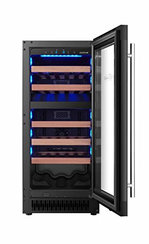 BODEGA43-28 Schmaler Weinkühlschrank Freistehend und Einbau mit 2 Zonen, 74 Liter und 28 Flaschen