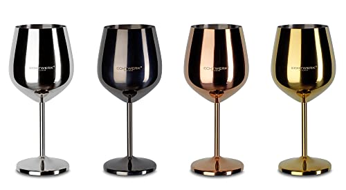 ECHTWERK Weingläser, Weinkelche aus Edelstahl, Black Edition, 6tlg, 0,5l