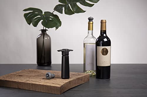 Vacu Vin 09814606 Weinpumpe schwarz mit 2 Stopfen