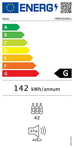 Haier HWS42GDAU1 Weinkühlschrank für 42 Flaschen mit 2 Temperaturzonen