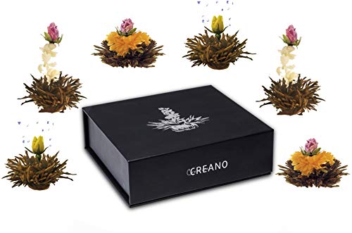 Creano Teeblumen Mix 6er ErblühTee "Schwarzer Tee" in edeler Magnetbox mit Silberprägung