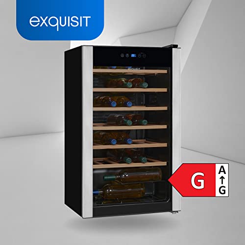 Exquisit Weinkühler WS1-34-GTE-030G schwarz, 93 Liter Nutzinhalt, Schwarz, LED Anzeige
