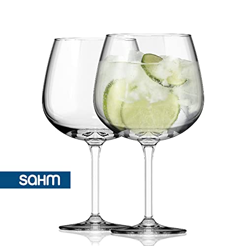 Sahm Bauchiges Gin Gläser Set, 6 Stück, große Ballon Gläser, Spülmaschinenfest