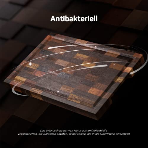 Royal Woods Edles Schneidebrett aus Walnussholz mit Saftrille - Schneidebrett aus Holz - 36×25x3 cm – antibakterielles Naturprodukt – Küchenbrett & Servierplatte -