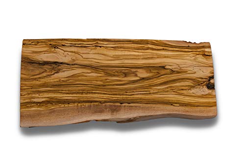 OSTERLANDHOLZ Schneidebrett aus Olivenholz, Hackbrett, Steakbrett, Frühstücksbrett, Käsebrett, handgefertigtes Unikat, Holzbrett mit natürlicher Maserung, Küchenbrett, Brotbrett rechteckig, 40 * 20cm