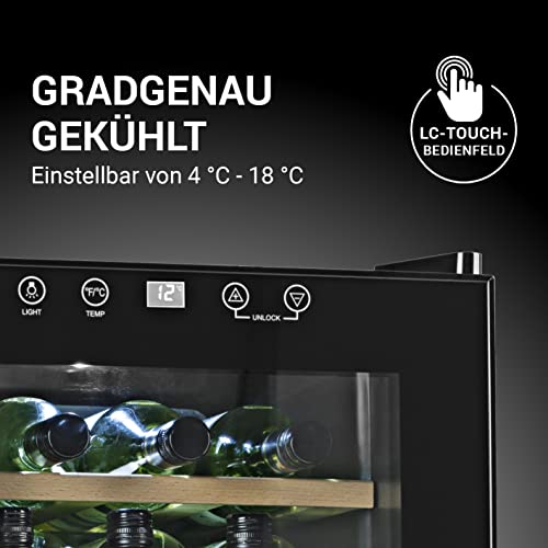 N8WERK Weinkühlschrank für bis zu 15 Flaschen Wein, Leise Kompressortechnologie|, freistehend