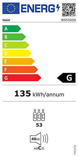 Haier WS53GDA Weinklimaschrank für 53 Flaschen mit 2 Klimazonen, Freistehend mit UV undurchlässiger Glasscheibe