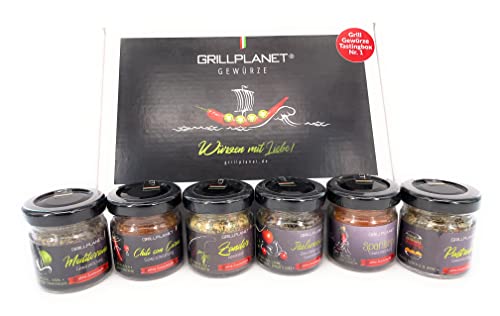 Grill BBQ und Pfannen Gewürze Geschenkset Premiumqualität Grillplanet ohne Zusatzstoffe Gewürzmischung