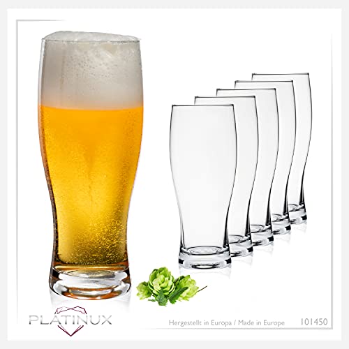 PLATINUX Biergläser 500ml, Set 6-Teilig, Weizengläser, hohes Bierglas