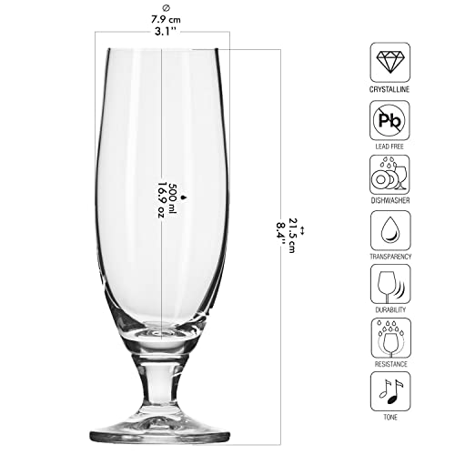 Krosno Pokal Craft Bier-Gläser 0,5l, Set von 6, Elite Kollektion, Spülmaschinenfest