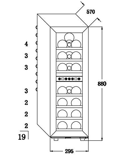 Kalamera Kleiner Weinkühlschrank für 19 Flaschen, 75 Liter, Temperaturzonen 5-10°C/10-18°C