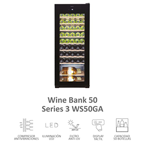 Haier Weinkühlschrank WS50GA für bis zu 50 Flaschen, Höhe 127 cm, UV-Schutz, LED-Display zur Temperaturregulierung