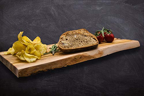 OSTERLANDHOLZ Schneidebrett aus Olivenholz, Hackbrett, Steakbrett, Frühstücksbrett, Käsebrett, handgefertigtes Unikat, Holzbrett mit natürlicher Maserung, Küchenbrett, Brotbrett rechteckig, 40 * 20cm