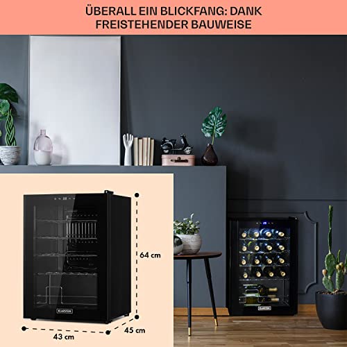 Klarstein Shiraz Getränkekühlschrank, Weinkühlschrank Schmal mit 1 Zone, Kühlschrank mit Glastür