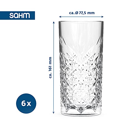 SAHM Gläser Set 6 teilig, 450ml, Trinkgläser Set, Gin Tonic Gläser