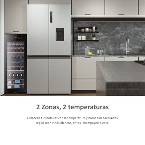 Haier WS53GDA Weinklimaschrank für 53 Flaschen mit 2 Klimazonen, Freistehend mit UV undurchlässiger Glasscheibe
