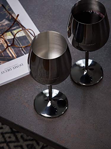 ECHTWERK Weingläser, Weinkelche aus Edelstahl, Black Edition, 6tlg, 0,5l