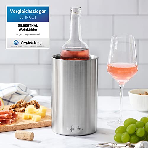 SILBERTHAL Weinkühler Edelstahl Doppelwandig, Aktive Kühlung mit Kühlmanschetten