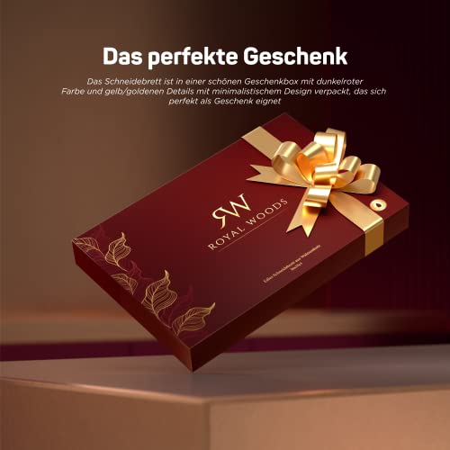 Royal Woods Edles Schneidebrett aus Walnussholz mit Saftrille - Schneidebrett aus Holz - 36×25x3 cm – antibakterielles Naturprodukt – Küchenbrett & Servierplatte -