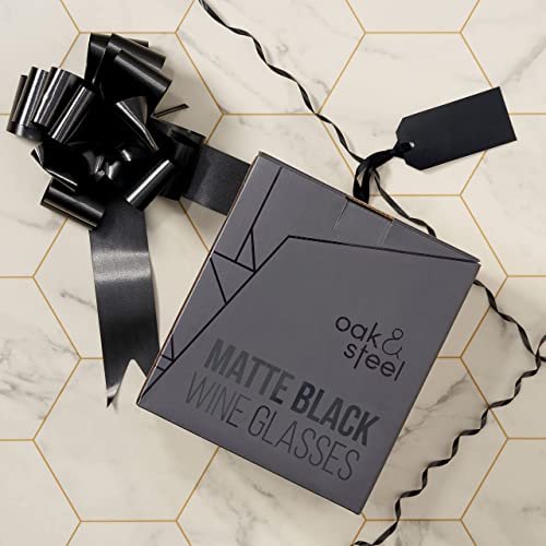 Oak & Steel, 4 Edelstahl Weingläser, 540ml, Schwarz, Robust & Unzerbrechlich