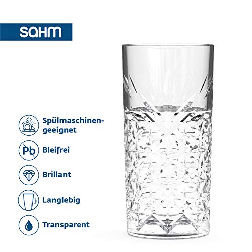 SAHM Gläser Set 6 teilig, 450ml, Trinkgläser Set, Gin Tonic Gläser