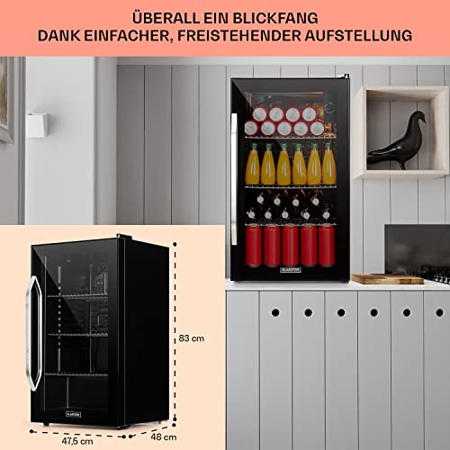 Klarstein Getränkekühlschrank, Kühlschrank Klein mit 3 Ablagen