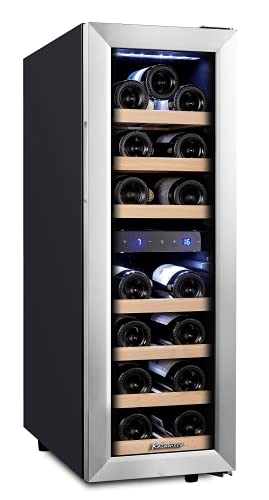 Kalamera Kleiner Weinkühlschrank für 19 Flaschen, 75 Liter, Temperaturzonen 5-10°C/10-18°C