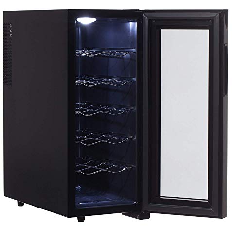 CAMRY Weinkühlschrank 33 Liter für 12 Flasche Weinkühler mit LED Beleuchtung
