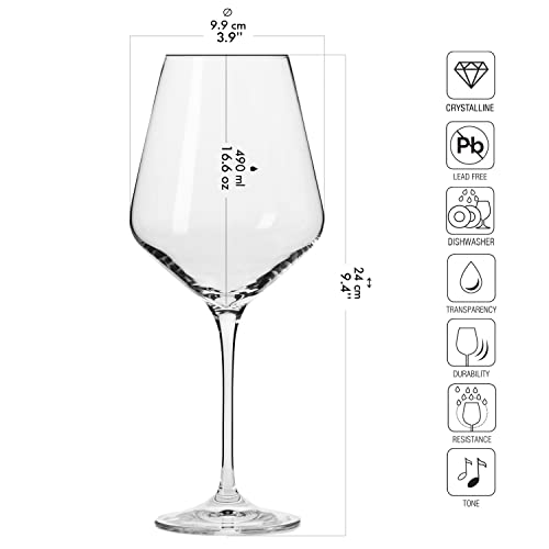 Krosno Rot-Weingläser, 6er set, 490ml, Rotweingläser, spülmaschinenfest