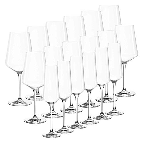 Leonardo Puccini Gläser, 18er Set, Kristallglas, je 6 für Sekt, Rotwein, Weißwein
