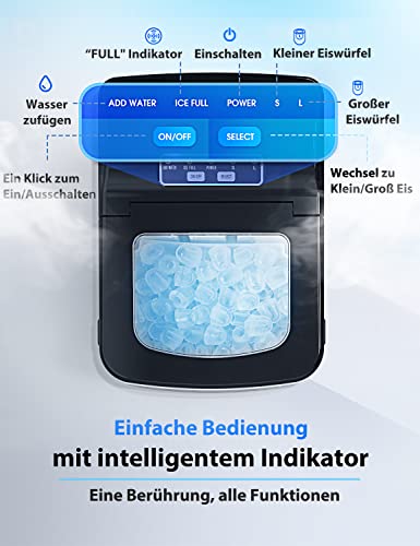 Eiswürfelmaschine, FREE VILLAGE Klein Eiswürfelbereiter, 9 Hohlkegel Eiswürfel/6-10 Minuten