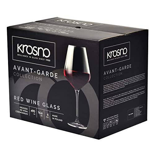 Krosno Rot-Weingläser, 6er set, 490ml, Rotweingläser, spülmaschinenfest