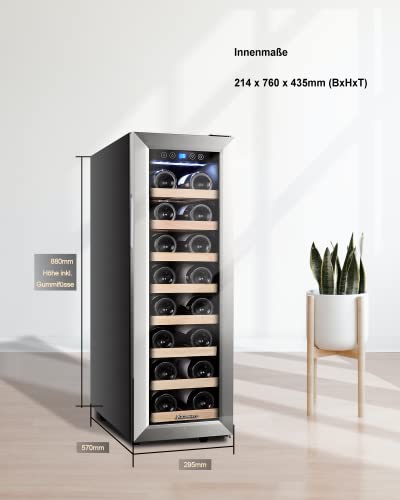 Kalamera Weinkühlschrank Klein, 21 Flaschen, 75 Liter, Eine Kühlzonen 5-18 °C
