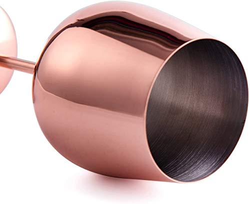 D L D Zweiteiliges Weinglas Set Kupfer, Rotweinglas, Edelstahl gebürstet, Rosegold ,500ml.