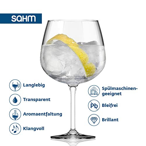 Sahm Bauchiges Gin Gläser Set, 6 Stück, große Ballon Gläser, Spülmaschinenfest