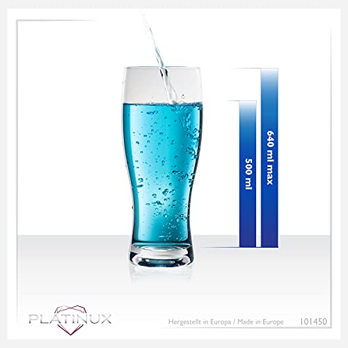 PLATINUX Biergläser 500ml, Set 6-Teilig, Weizengläser, hohes Bierglas