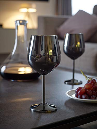ECHTWERK Weingläser, Weinkelche aus Edelstahl, Black Edition, 6tlg, 0,5l