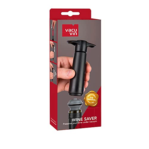Vacu Vin 09814606 Weinpumpe schwarz mit 2 Stopfen