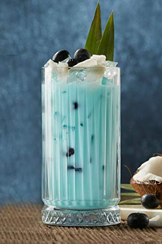 Pasabahce Longdrink Glas, Retro-Design, Kristall-Look, für Cocktail, Saft, Wasser, 445ml, 2 Stück