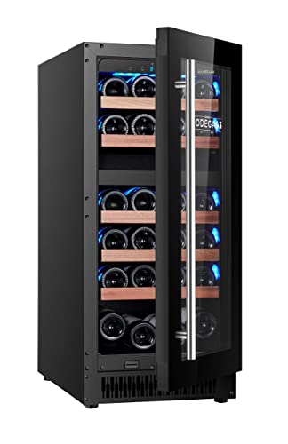 BODEGA43-28 Schmaler Weinkühlschrank Freistehend und Einbau mit 2 Zonen, 74 Liter und 28 Flaschen