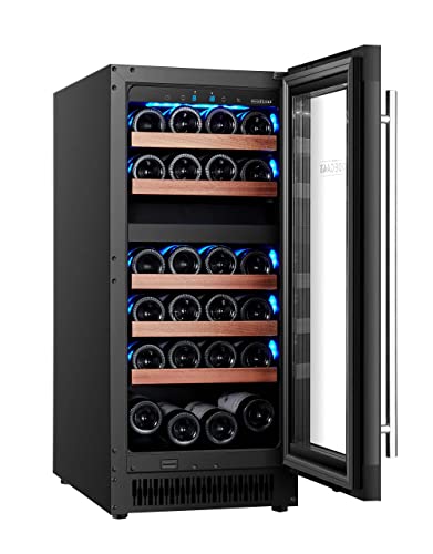 BODEGA43-28 Schmaler Weinkühlschrank Freistehend und Einbau mit 2 Zonen, 74 Liter und 28 Flaschen