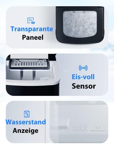 Eiswürfelmaschine, FREE VILLAGE Klein Eiswürfelbereiter, 9 Hohlkegel Eiswürfel/6-10 Minuten
