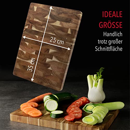 CULILUX¨ Gourmet Schneidebrett L Stirnholz Akazie 2-seitig 35 x 25 x 2.5 cm mit Saftrille antiseptisches Hirnholz Holzbrett als Schneidbrett und zum Servieren