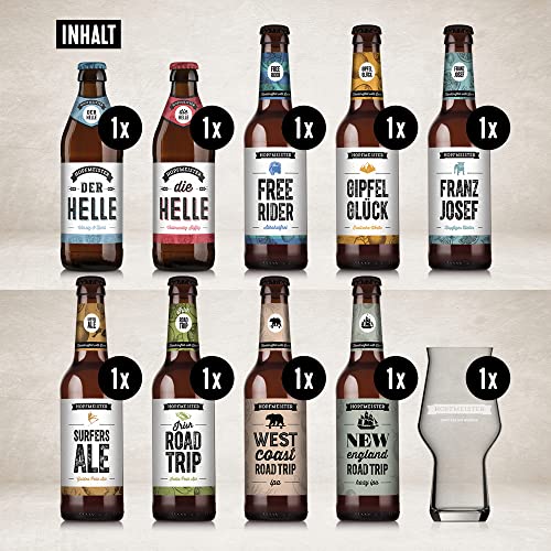 HOPFMEISTER Craft Beer Box, Probierset mit Glas, World Beer Awards Winner